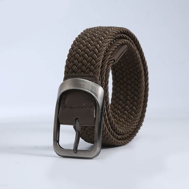 Men's Woven Canvas Outdoor Alloy All-match Elastic Belt - Mubimart