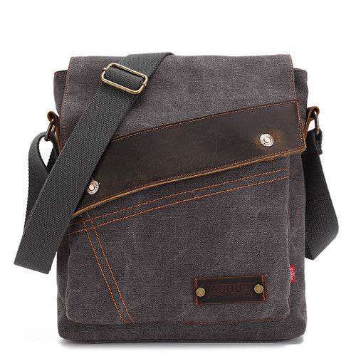 Canvas bag men and women vertical crossbody bag shoulder bag retro - Mubimart