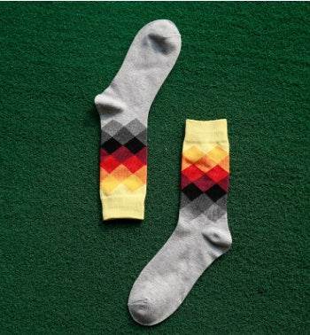 Colored diamond men's socks men's cotton socks long socks - Mubimart