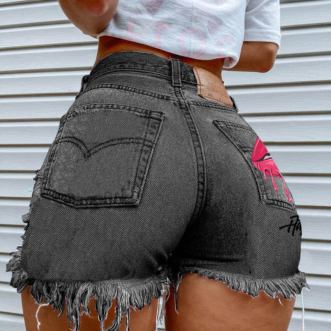 Fashion Ripped Denim Shorts For Women - Mubimart