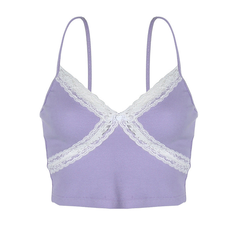 Stitching camisole - Mubimart -  