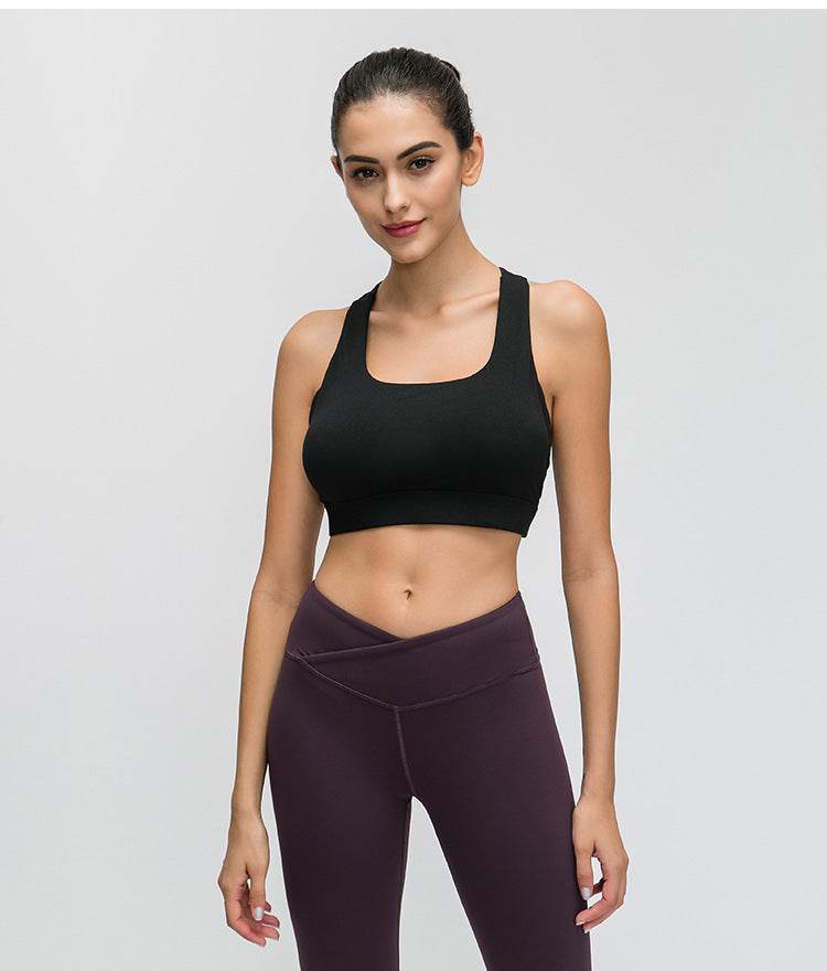 Contrast-panel sports bra - Mubimart