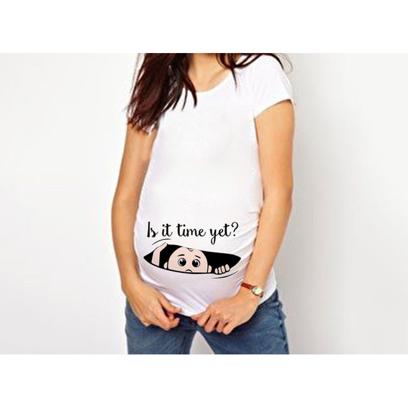 Plus Size Short Sleeve Maternity T-Shirt - Mubimart -  