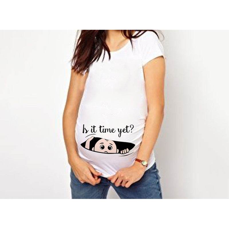 Plus Size Short Sleeve Maternity T-Shirt - Mubimart