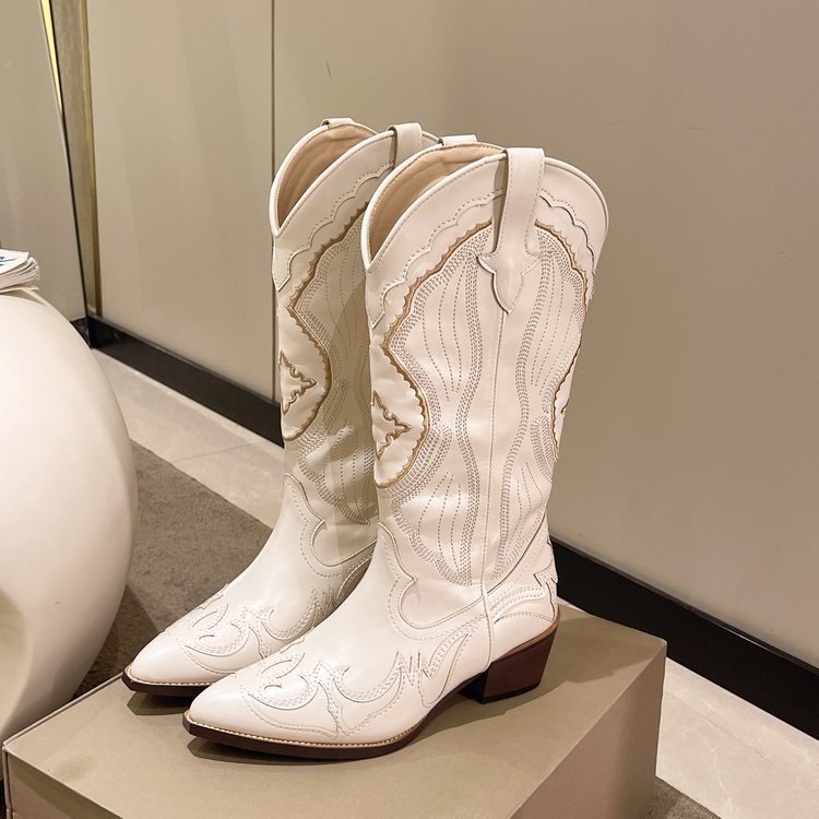 Neu Plus Größe Spitzen Stickerei Western Cowboy Boot Frauen