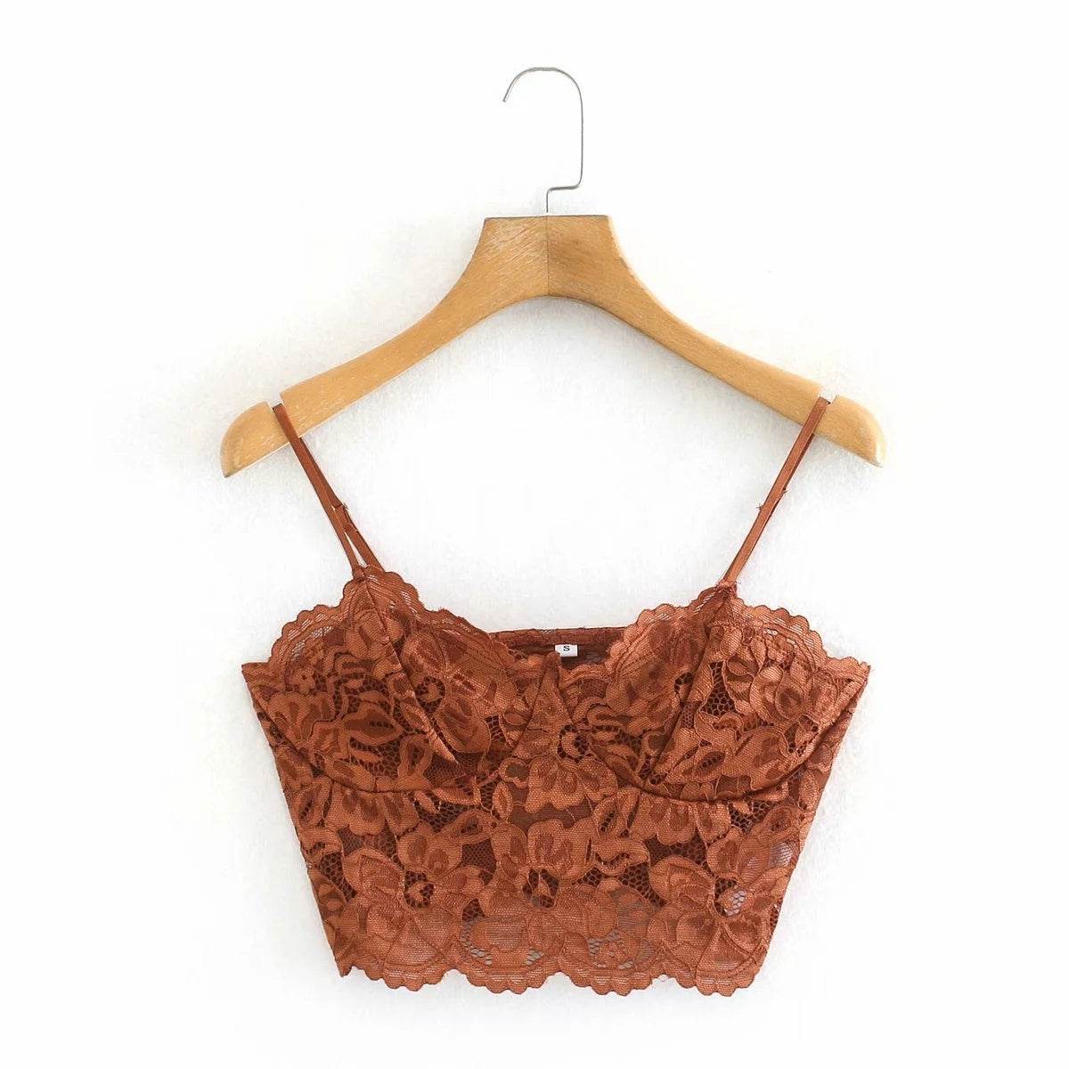 Lace underwear top with camisole - Mubimart