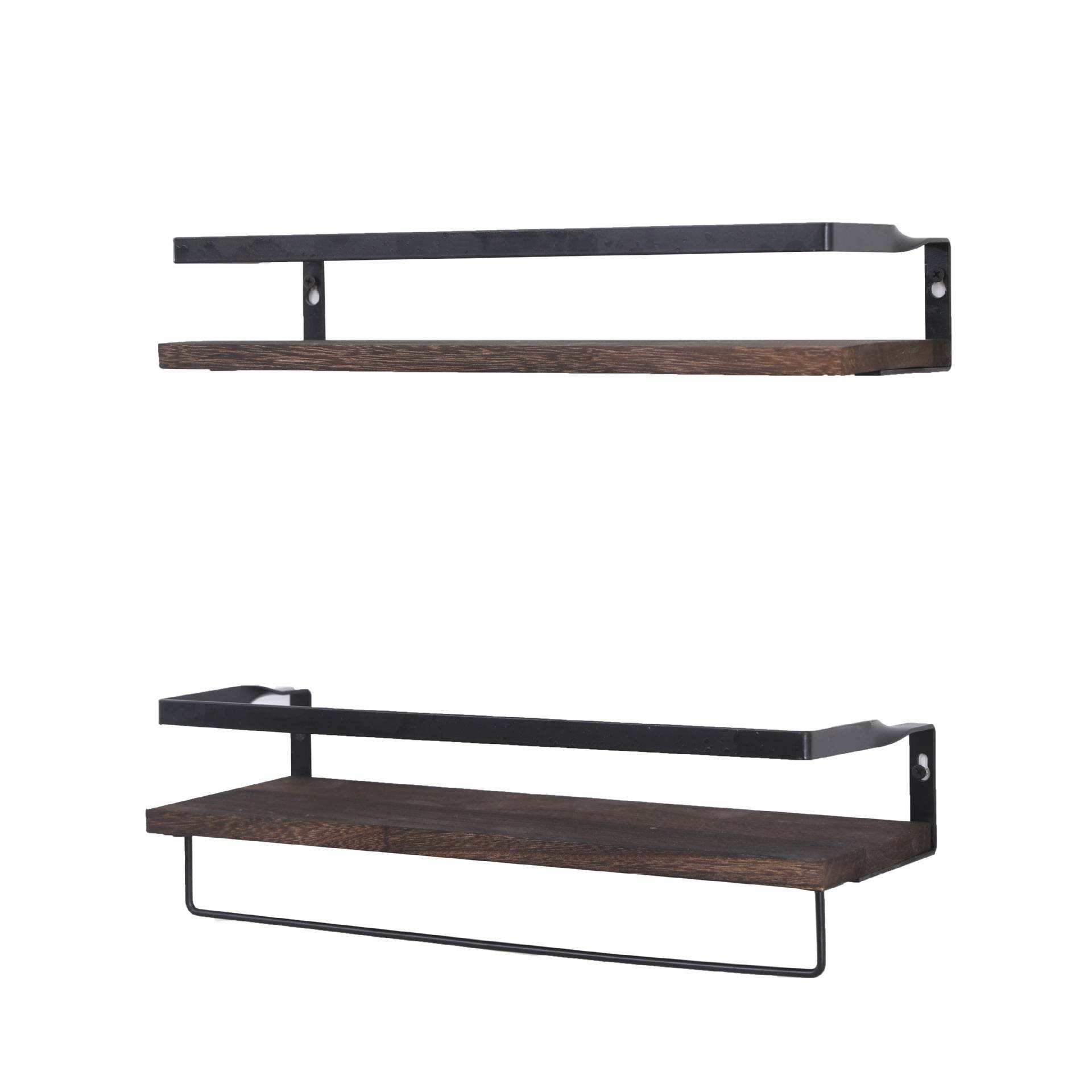 Bathroom Wall-mounted Floating Shelf With Towel Bar - Mubimart