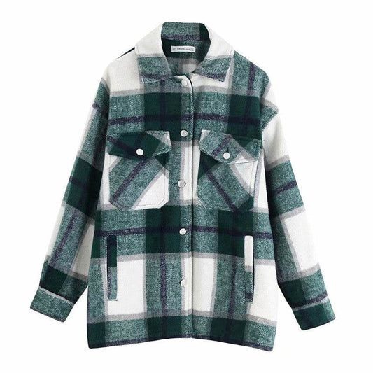 Woolen shirt jacket - Mubimart