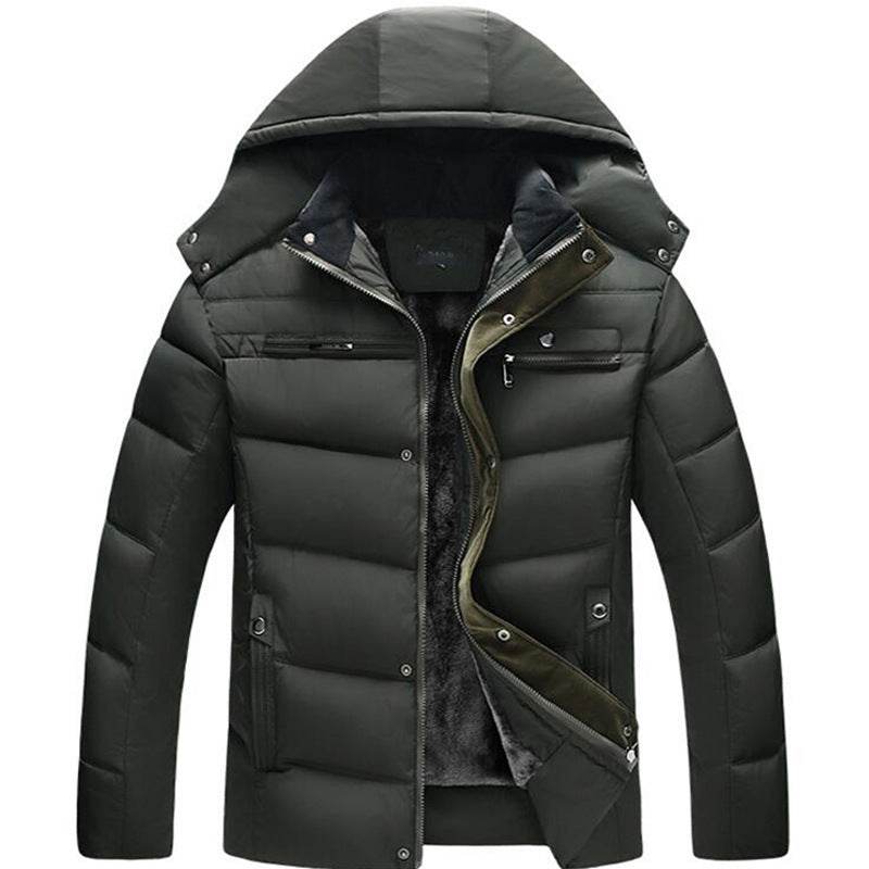 Hooded slim fit plus down padded down jacket men - Mubimart