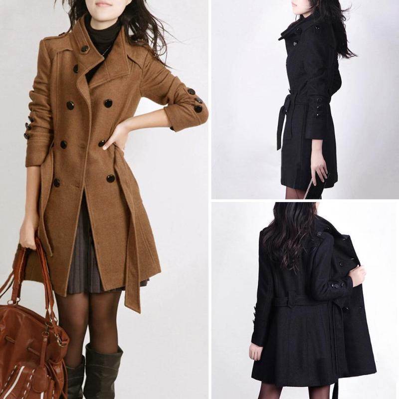 Woolen coat trench coat - Mubimart
