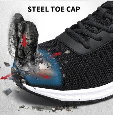 Men Steel Toe Work Safety Shoes Lightweight Breathable Reflective Casual Sneaker - Mubimart