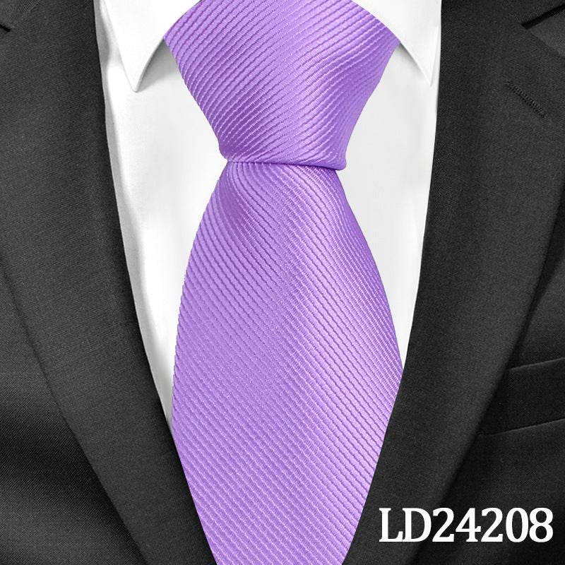 Pinstripe Classic Plain Polyester Tie Set Fashion 6cm Solid Color Linen Cotton Necktie Bright Ties Pin Clips Clasp Colourful For Men's Clothing Accessories - Mubimart