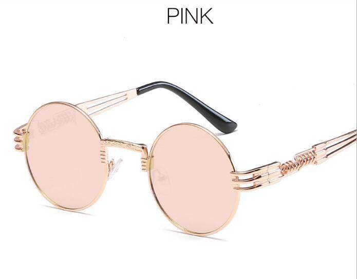 Gold Metal Fashion John Lennon Round Sunglasses Steampunk Sunglasses Mens Womens Retro Vintage Coating Mirrored Eyewear Shades - Mubimart