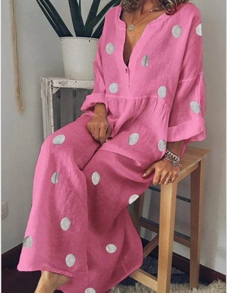 Women's maxi dress bohemian print dress - Mubimart