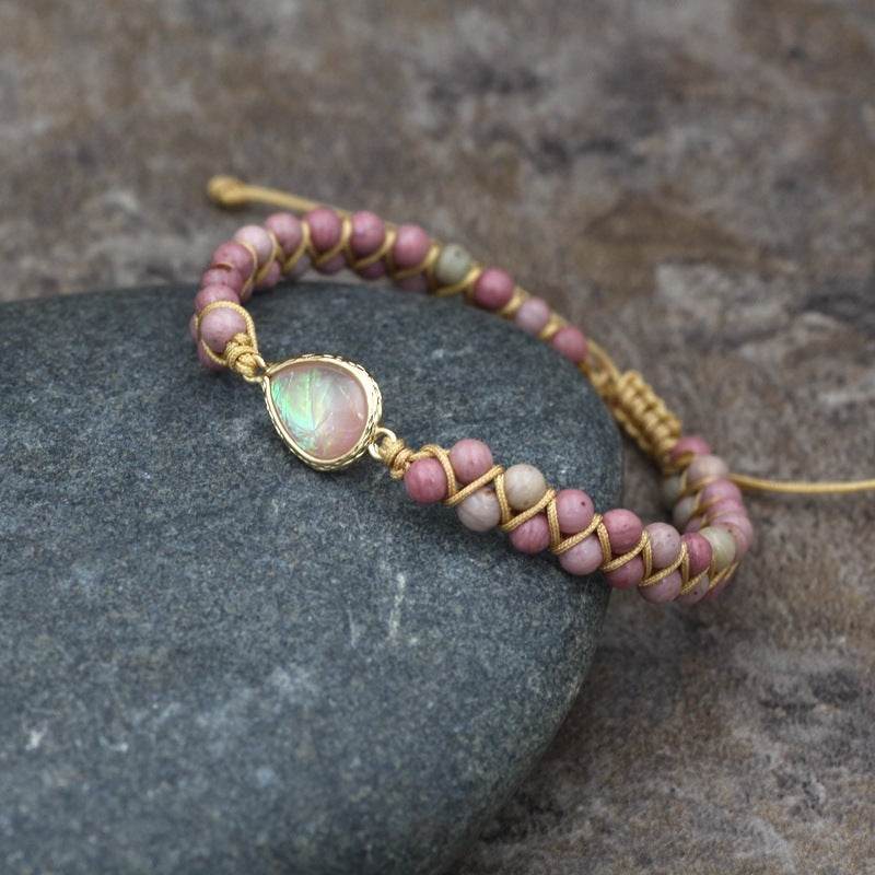 Natural Stone Bracelet for Women Round Crystal Bracelet Bangle Double Beads Yoga Bracelet - Mubimart