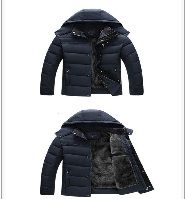 Hooded slim fit plus down padded down jacket men - Mubimart