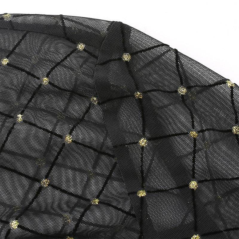 Turtleneck wrapped bra shirt fake two mesh - Mubimart