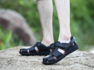 Yan Yang new summer leather sandals men Breathable leisure male non-slip sandals Baotou men sandals - Mubimart