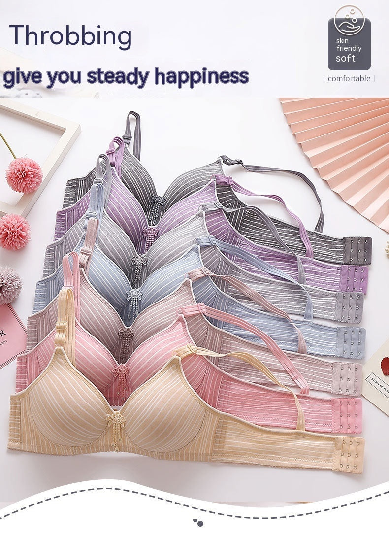 Underwear Wireless Comfortable Striped Thin Bra - Mubimart -  