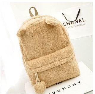 Cute plush bear backpack women - Mubimart