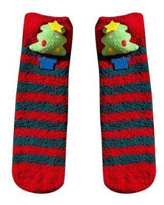 Christmas Tree Fuzzy Plush Socks - Mubimart