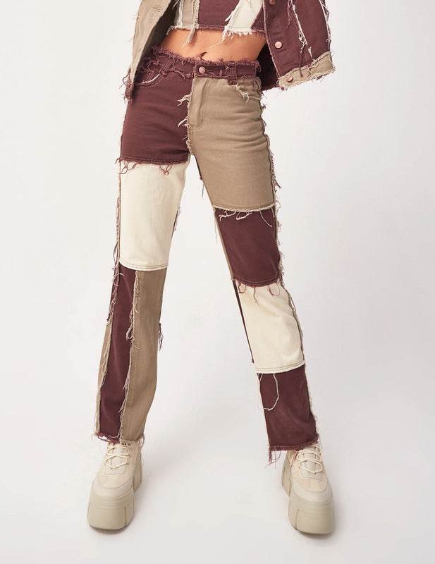 Wide Leg Jeans Women High Waist Sexy Fashion Stitching - Mubimart