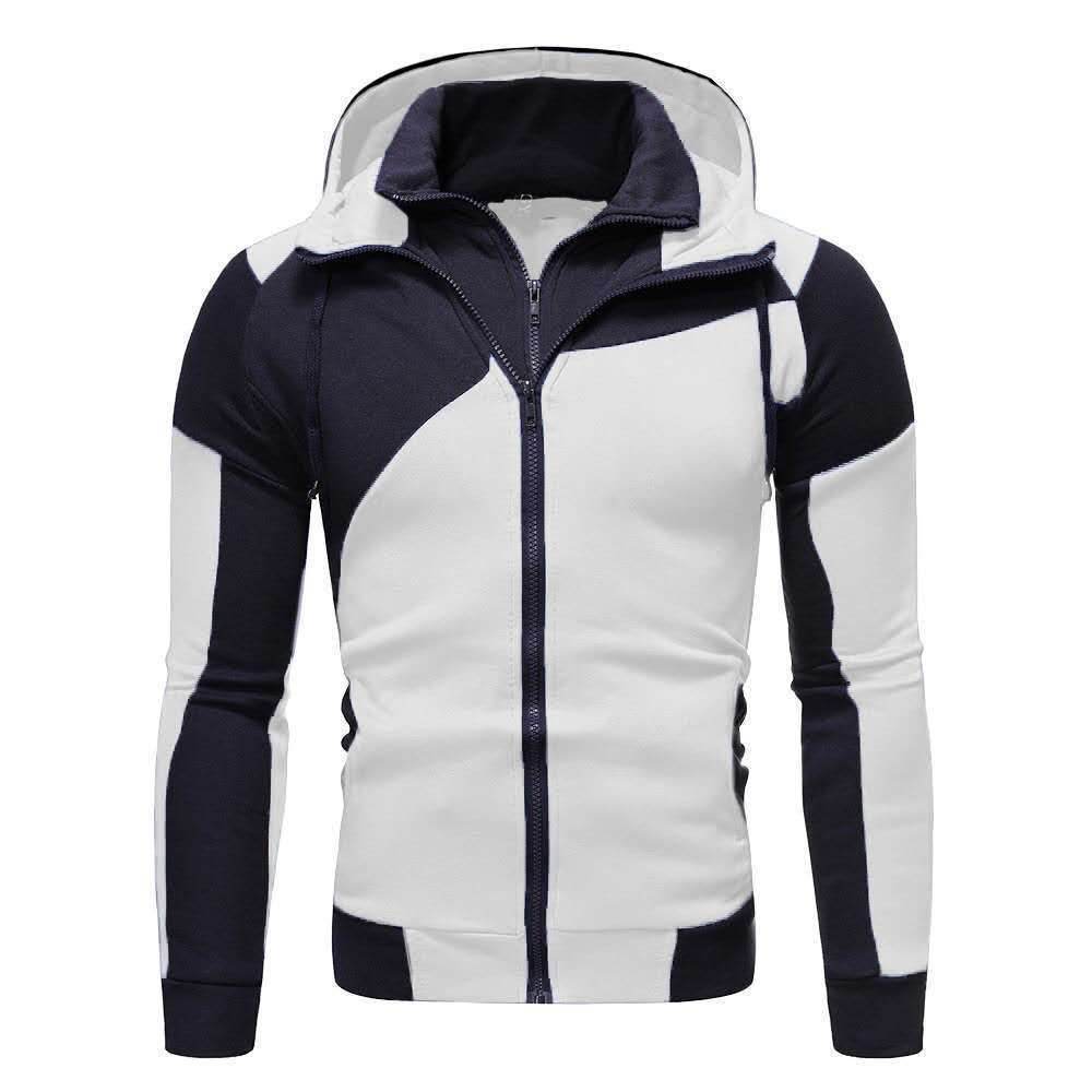 New Double Zipper Hoodie Men's Hoodie Stitched Zipper Jacket - Mubimart
