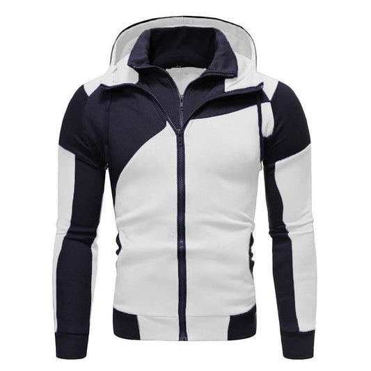 New Double Zipper Hoodie Men's Hoodie Stitched Zipper Jacket - Mubimart