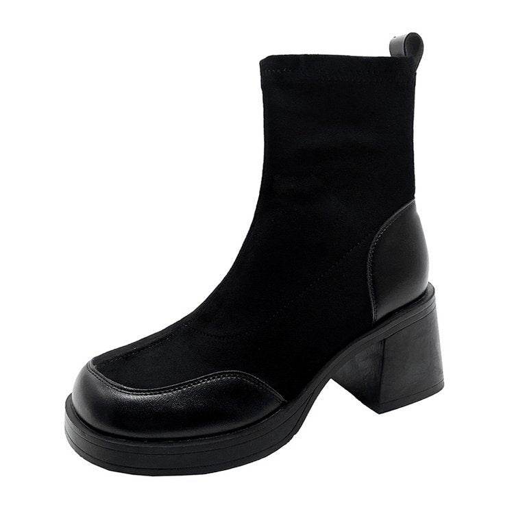 Thick Bottom Boots Chunky Heel Martin Boots Women - Mubimart