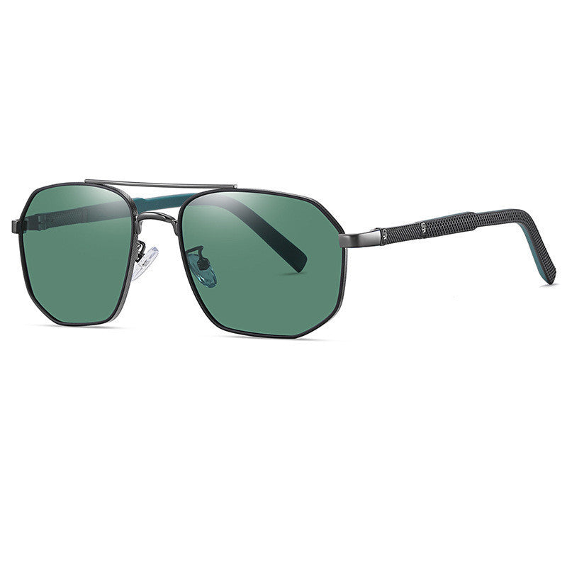 Polarisierte Aviator-Sonnenbrille mit großem Rahmen und Doppelsteg für Herren