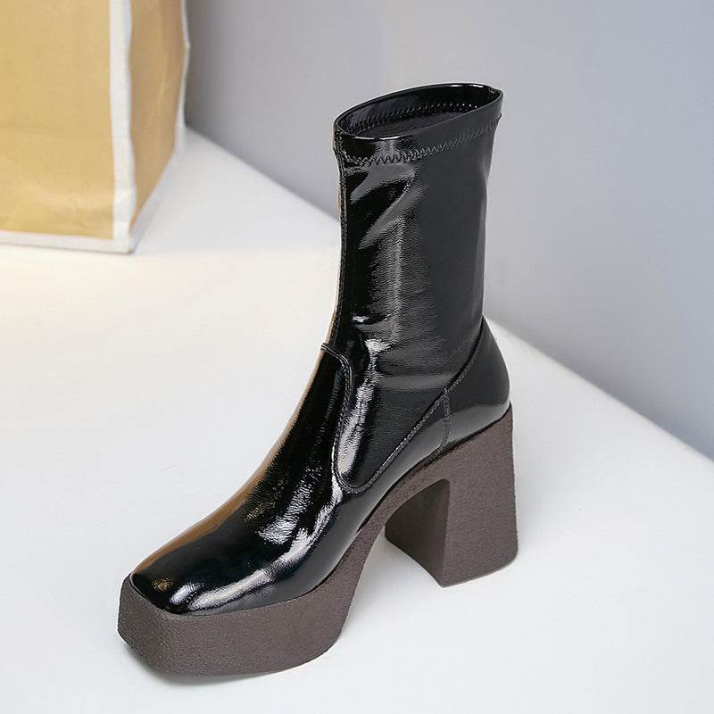 Platform square toe Martin boots - Mubimart