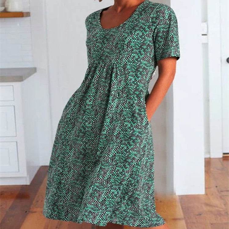 Summer Plus Size Women's Floral Print Midi Dress - Mubimart