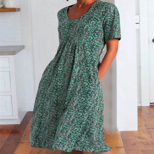 Summer Plus Size Women's Floral Print Midi Dress - Mubimart