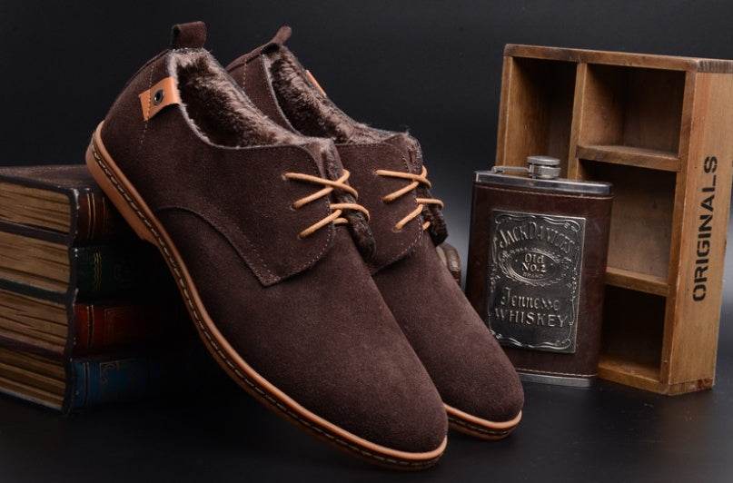 Spring suede men's shoes leather casual oxford shoes - Mubimart