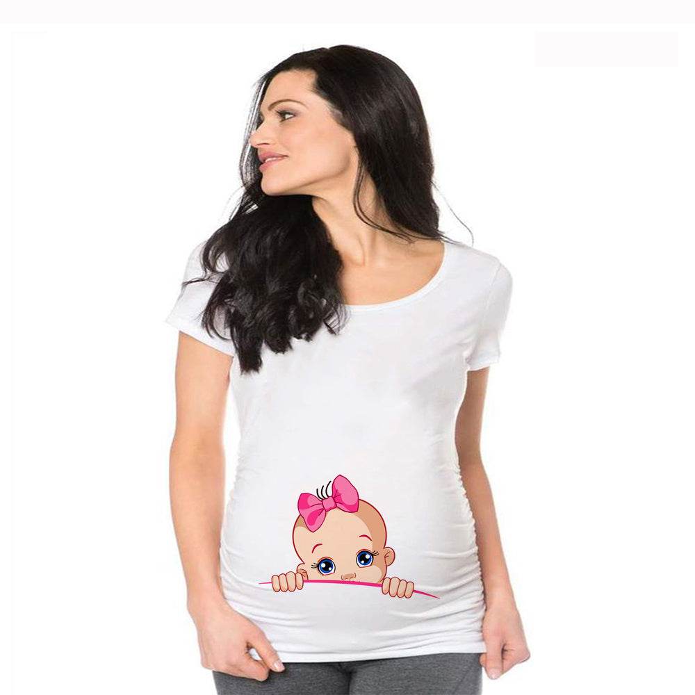 Plus Size Short Sleeve Maternity T-Shirt - Mubimart