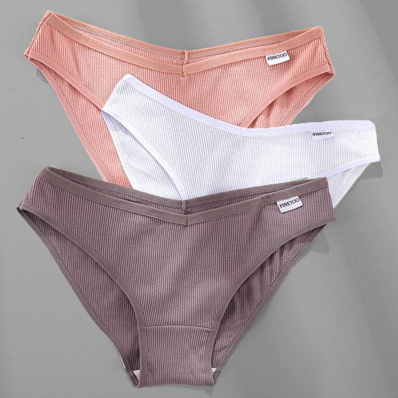 3PCS M-4XL Cotton Panties Female Underwear Sexy Women Briefs - Mubimart