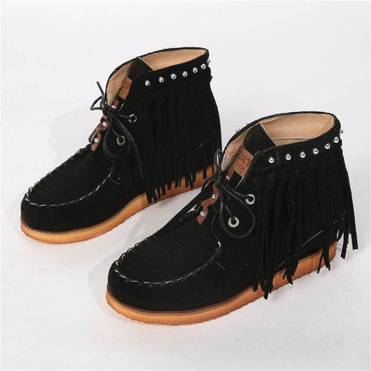 Vintage rivet tassel booties - Mubimart
