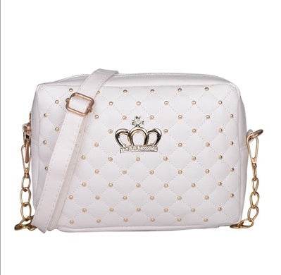 Women PU Crossbody Rivet Chain Shoulder Bag - Mubimart