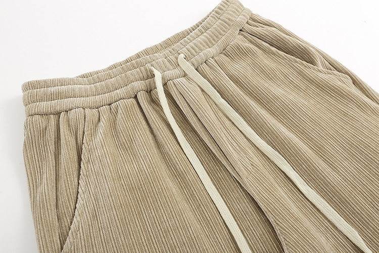 Corduroy Draped Knit Sweatpants For Men - Mubimart