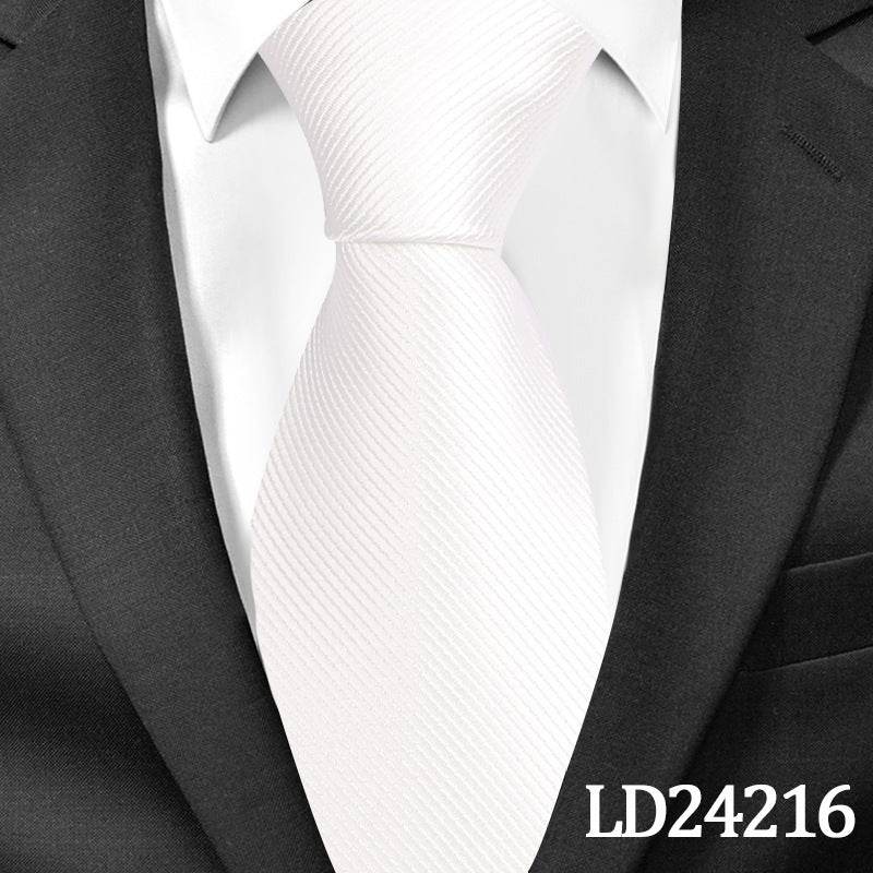 Pinstripe Classic Plain Polyester Tie Set Fashion 6cm Solid Color Linen Cotton Necktie Bright Ties Pin Clips Clasp Colourful For Men's Clothing Accessories - Mubimart