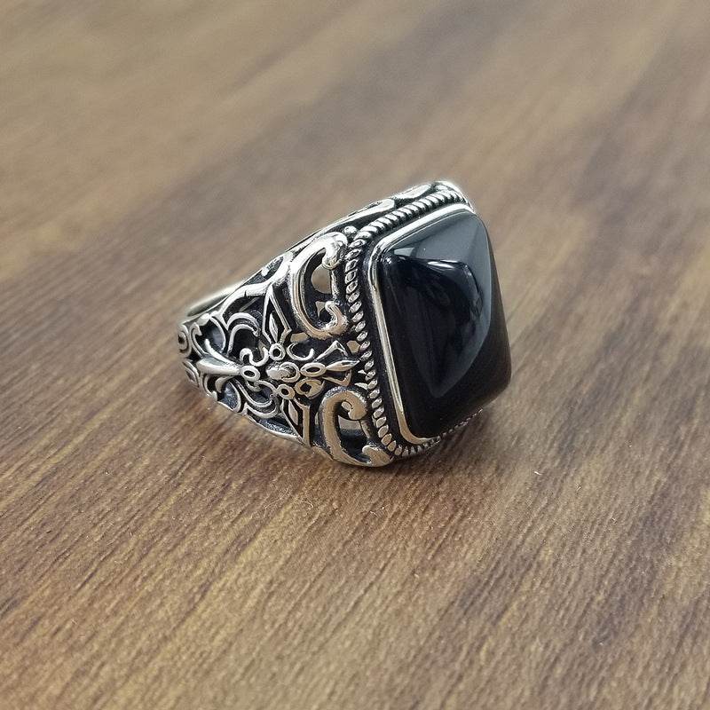 S925 sterling silver ring male ring - Mubimart
