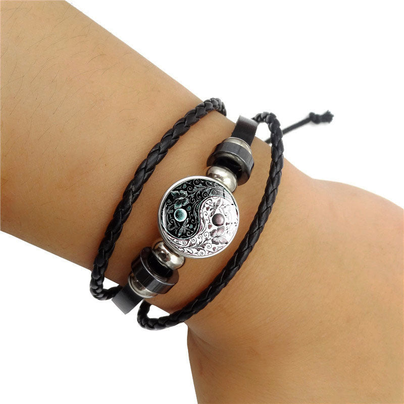 TaiYin Yang Charm Armband Multilayer Gevlochten Armband Vintage Sieraden Heren Leren Armbanden voor Vrouwen Cadeau