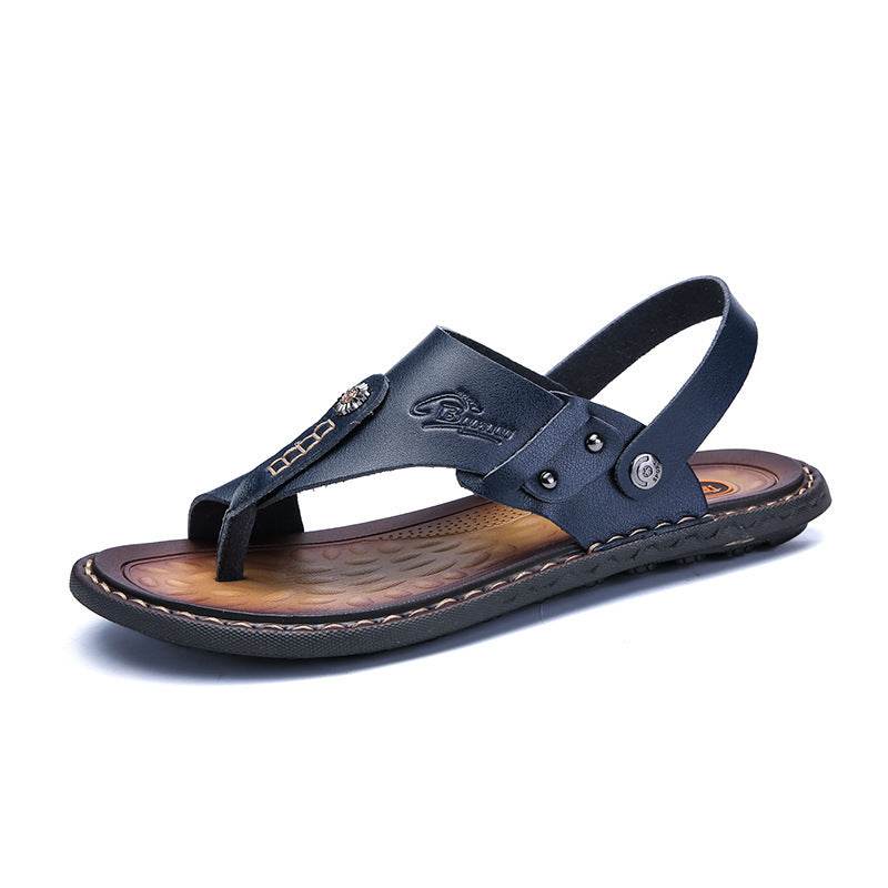 Men's two-toed leather plus-size sandals - Mubimart