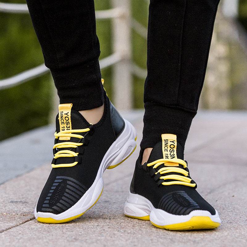 Men Sneakers Black White Sports Shoes - Mubimart