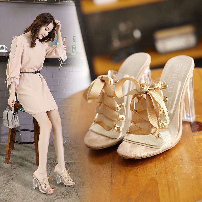 High-heel transparent strappy sandals - Mubimart