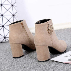 Matte suede block heel Martin boots