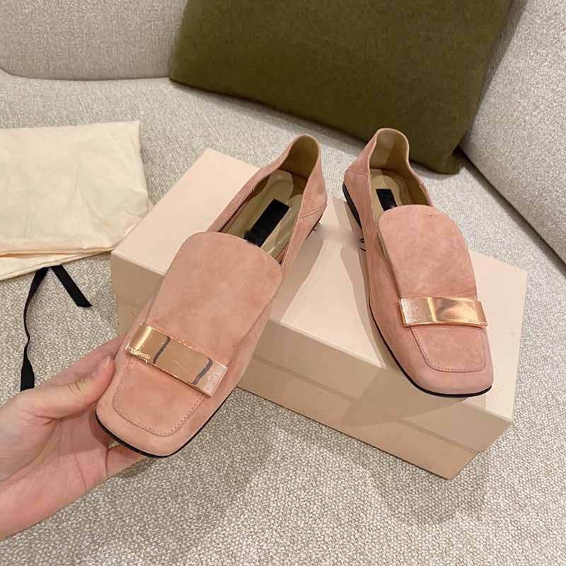 Square Toe Flat Single Shoes Step On Heel Two Wear Loafers Women - Mubimart