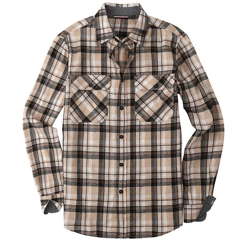 Men's Plaid Flannel Brushed Thermal Shirt - Mubimart