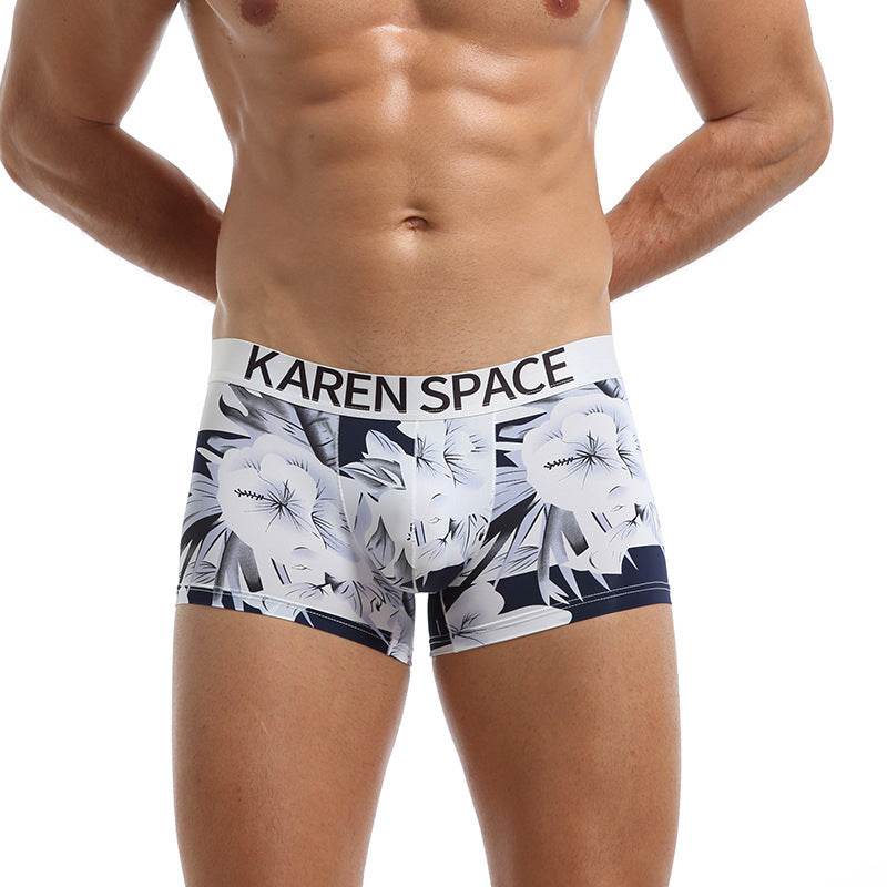 Ice Silk Fashion Printed Boxers - Mubimart