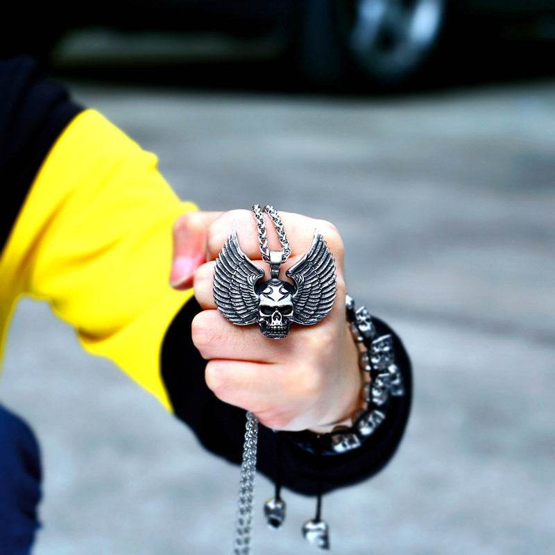 Mens Fashion Simple Skull Pendant Necklace - Mubimart